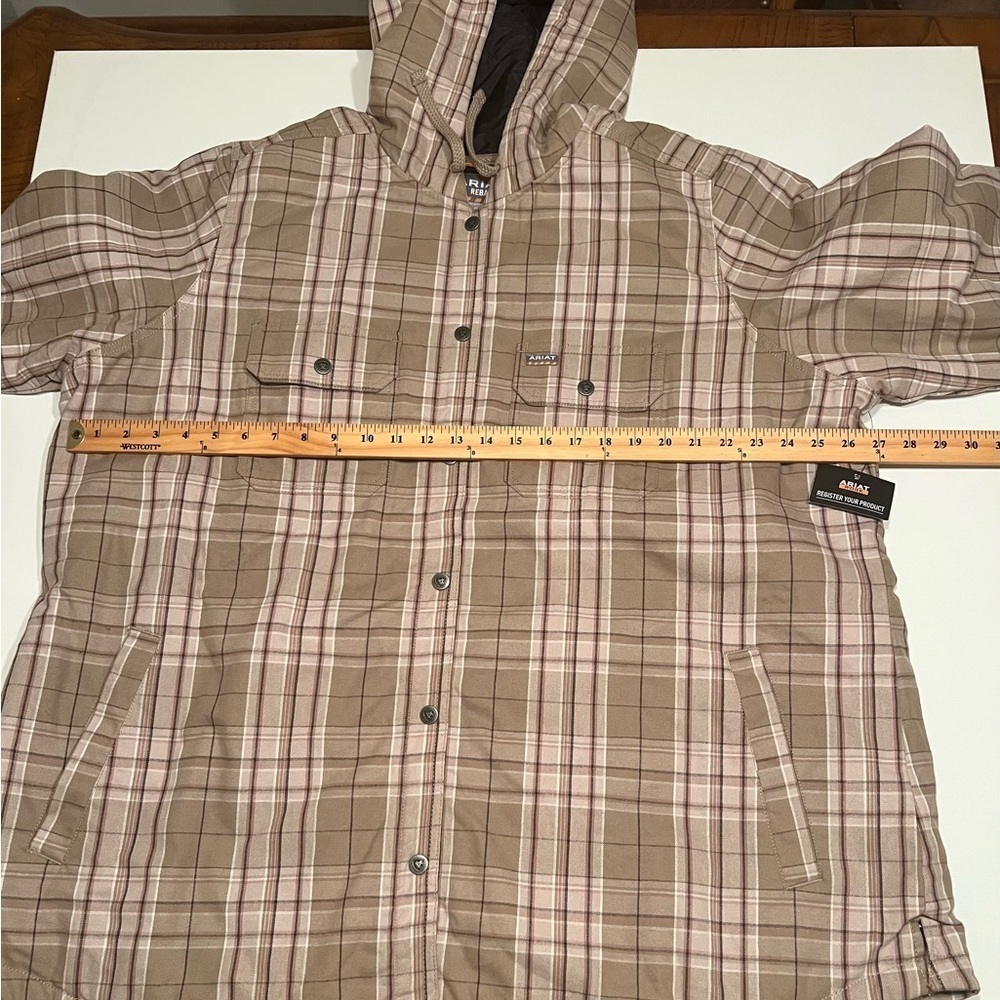 Ariat Rebar Women's Fossil Plaid Size 2XL Quilt Lined Shacket Hoodie MSRP $169 - Picture 10 of 10